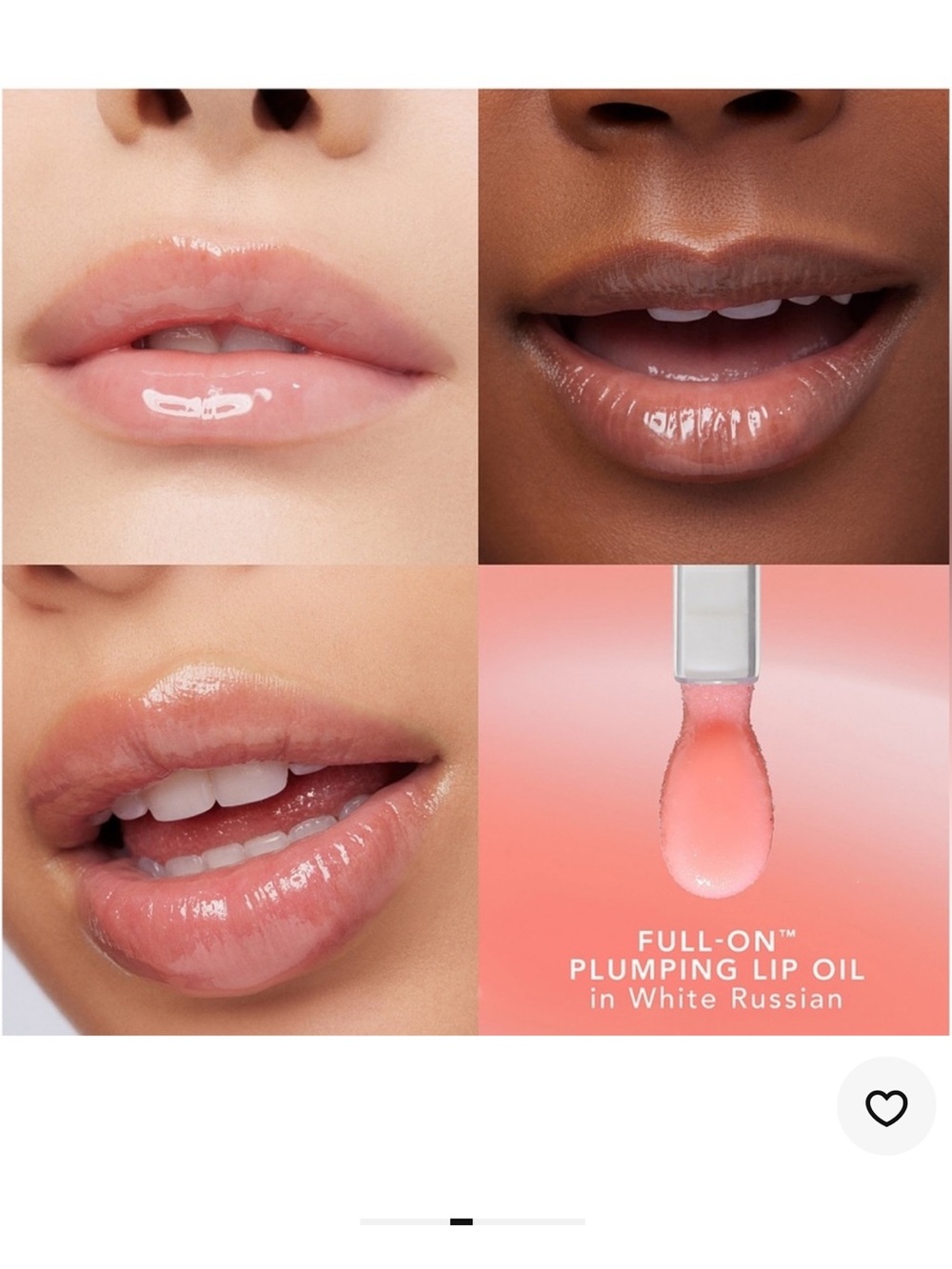 New! Buxom Full-On Plumping Lip Oil in White Russian - Clear Pink